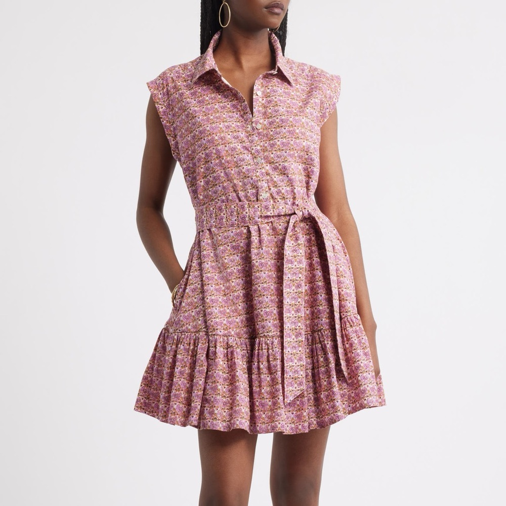 Treasure & Bond Tiered Cotton Mini Shirt Dress XL